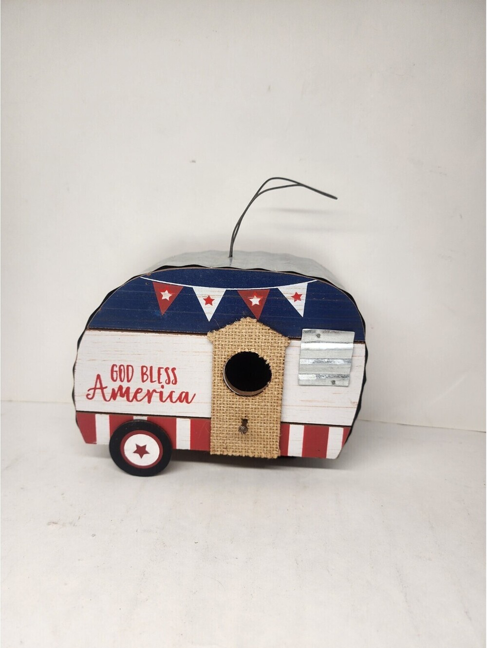 God Bless America Decorative Camper Bird House New Garden Decor trailer